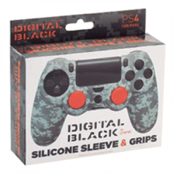 Funda de Silicona + Grips Digital Black para Mando PS4